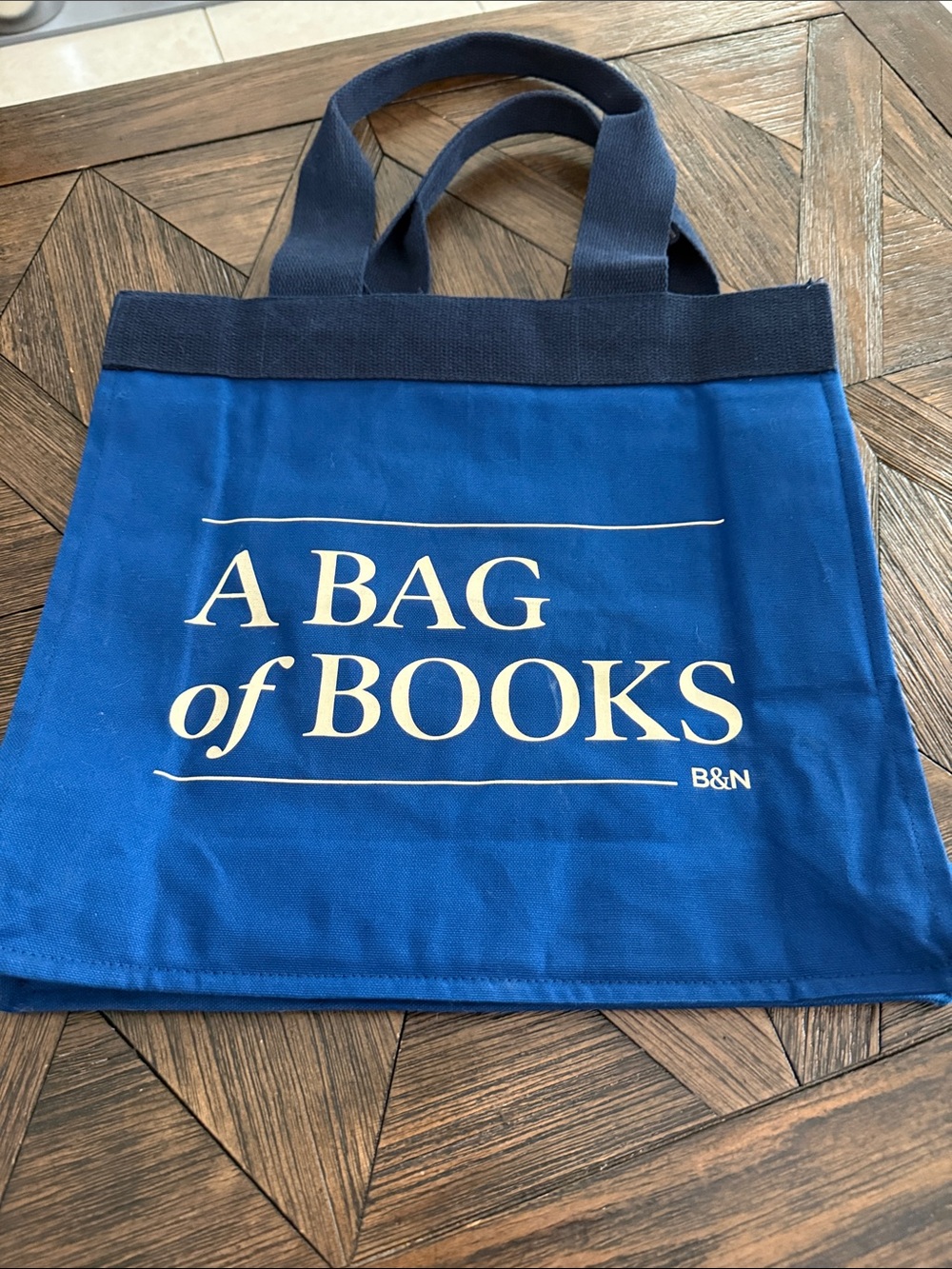 Barnes & Noble A Bag of Books Blue Organic Cotton Canvas Tote Bag Book Lover